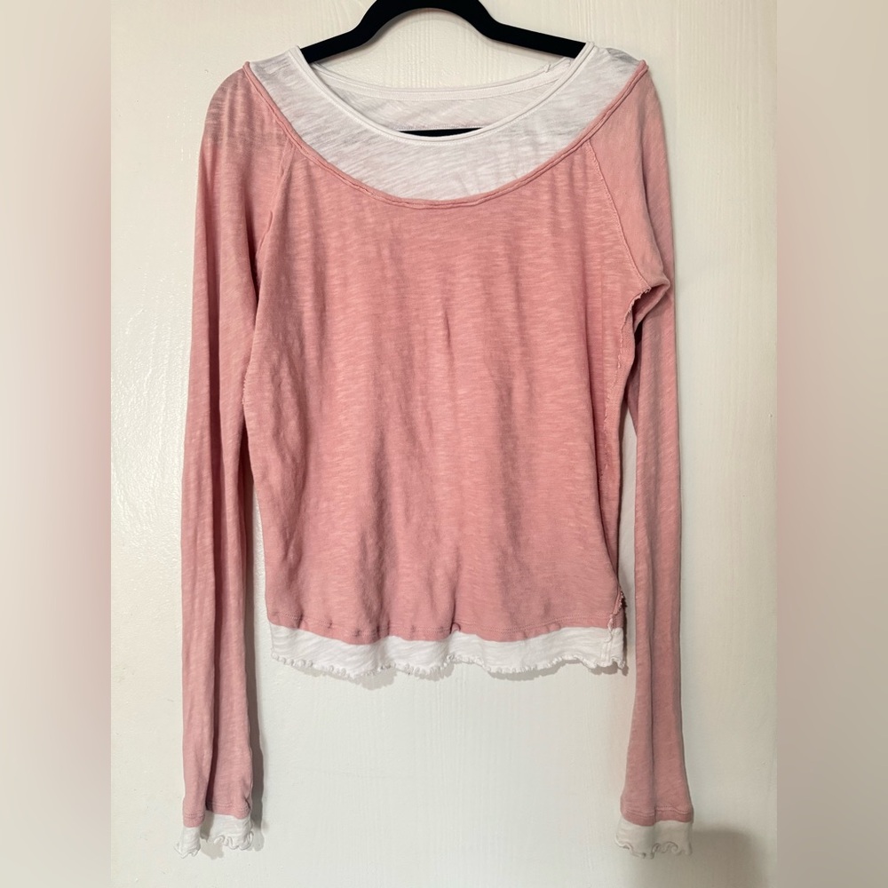 Bundle 4 for $20- We The Free Pink and White Long Sleeve Top